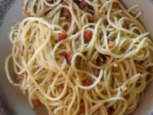 Macarrão rápido com bacon