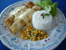 Panquecas de carne moída com creme de milho