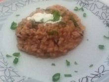 Risoto de pera e gorgonzola perfumado com limão siciliano e hortelã