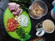 Arroz de talos de brócolis à moda do Bessa