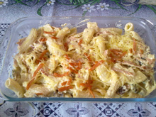 Macarrão com creme de leite e bacon