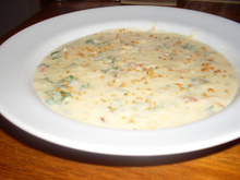 Sopa creme de milho e bacon