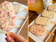 Picolé de morango cravejado: doce viral ganha versão gelada e tem tudo para bombar no verão