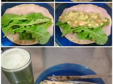Wrap integral com rúcula, presunto magro e guacamole