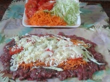 Kafta recheada de legumes e catupiry