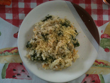 Risoto de bacalhau com brócolis