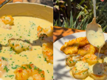 Camarão cremoso com patacones: até minha amiga que não gostava de camarão me pediu a receita
