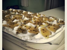 Pavê de bis e mousse de maracujá