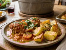 Frango ensopadinho com batatas assadas: o jantar delicioso e prático para toda a família