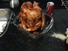 Frango assado sentado