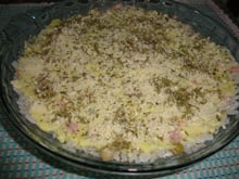 Arroz com presunto e requeijão cremoso