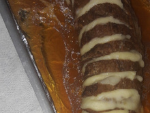 Lagarto recheado com queijo e presunto