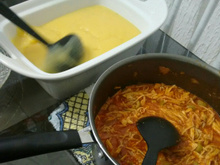 Polenta com frango desfiado