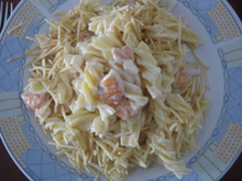 Fusilli à carbonara de camarão
