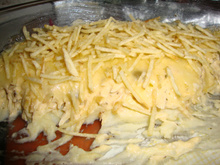 Creme de frango com purê de batatas