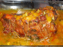 Carne recheada com mandioquinha
