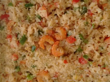 Risoto fácil de camarão com arroz parboilizado