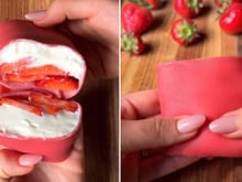 Panqueca rosa recheada com morango e chantilly: receita deliciosa é perfeita para um café da manhã especial!