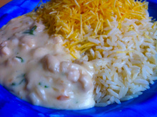 Frango com creme de cebola e requeijão