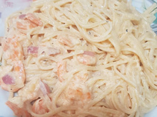 Fettucine Alfredo com Camarão
