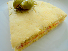 Bolo salgado recheado - sabor de pizza