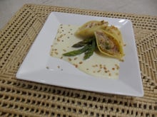 Conchas ao creme de aspargos e molho de champagne da Abima