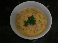 Sopa de mandioquinha com carne seca