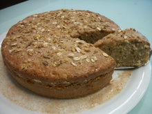 Bolo de banana,maçã e granola