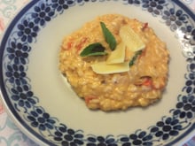 Risoto de mussarela, tomate e manjericão