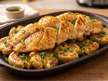 Trança de tilápia com batatas na air fryer