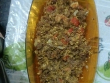 Farofa com carne assada