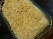 Purê de batata ao forno com frango desfiado