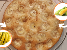 Só bater no liquidificador: bolo de milho ou bolo de banana? Não precisa escolher, faça os dois!