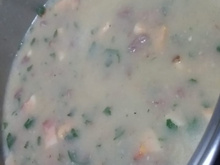 Caldo de batata com carne
