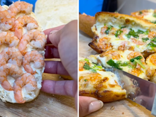 Aprendi com minha família uma receita de pão de alho com camarão que é irresistível