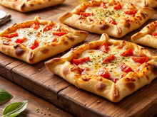 Pizza com massa de pastel na airfryer com borda recheada e porções individuais