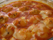 Nhoque recheado com frango e catupiry