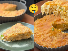 Torta de frango cremosa (perfeita pro jantar!): receita com tapioca é fácil, saudável e tem 15,6 g de proteína por pedaço