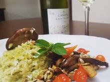 Risoto de limão siciliano com shitake grelhado (versão tradicional e versão vegana)