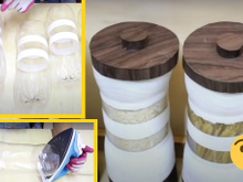 Com quantos anos você descobriu que com uma garrafa PET você faz um lindo pote organizador para a sua cozinha?