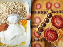 Estou encantada com essa receita de mingau assado: coloco morango, gotas de chocolate e é o meu café da manhã por 3 dias