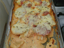 Peixe com batata gratinada