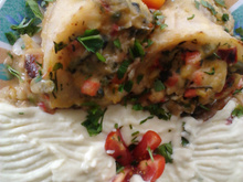 Pescada recheada com legumes