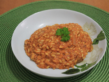 Risoto de frango com creme de leite