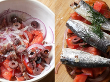 Os chefs franceses concordam: sardinhas em lata são boas com umas gotas de limão, mas ficam ainda melhores nesta torrada com cebola roxa, azeitonas e endro