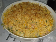 Purê de batatas com refogado de frango