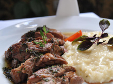 Picanha de cordeiro e risoto de queijo italiano