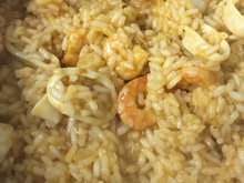 Risoto de camarão e lula