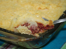 Escondidinho de carne seca com purê de batatas