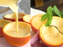 A sobremesa de laranja que destronou a mousse de maracujá aqui em casa: panacota de 3 ingredientes pronta em 10 minutos (adoro servir na casca da laranja)